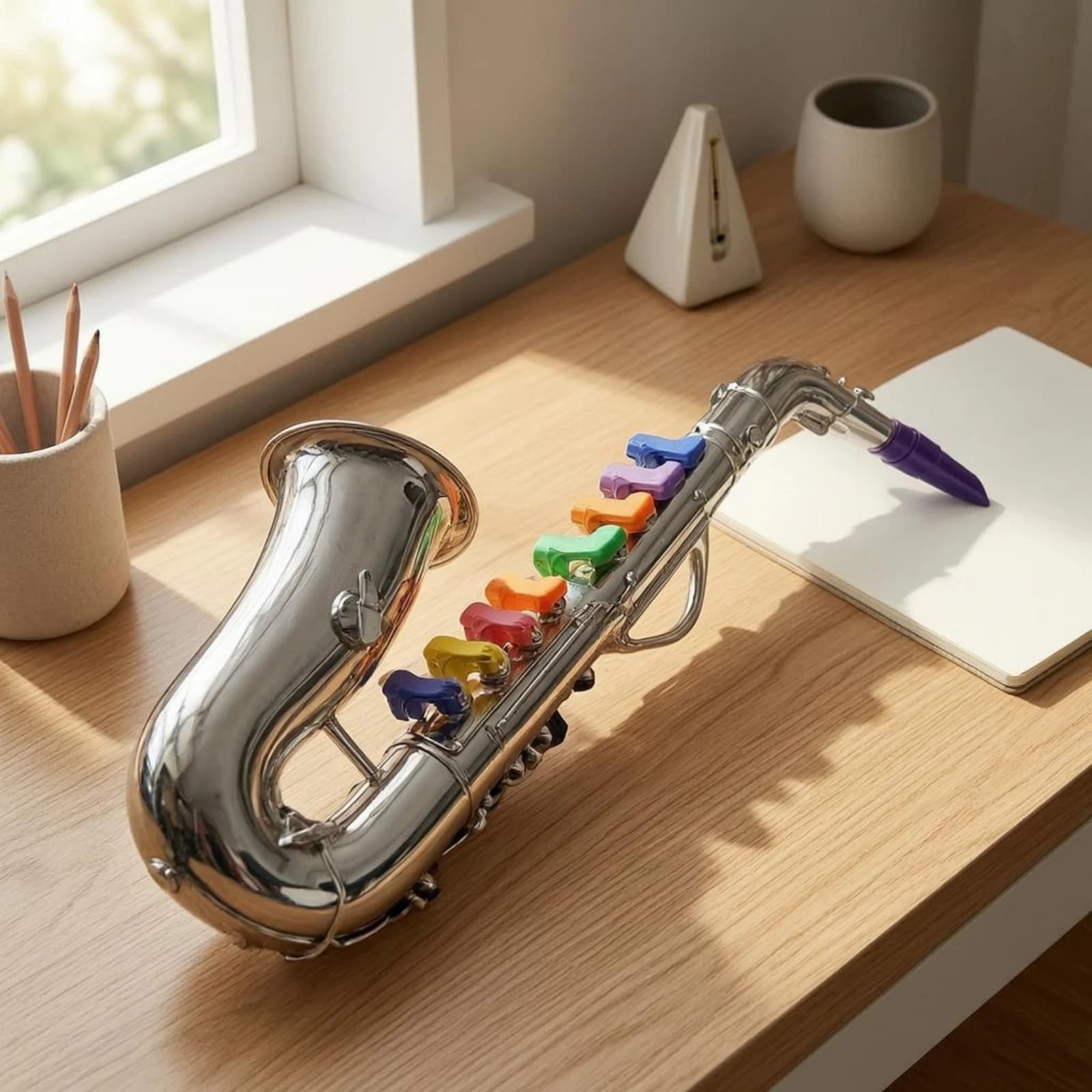 Kids Saxophone Shiny Glossy Musical Instrument Children's Music Supply for Stage Performance Party Birthday Gift Boys Girls Fun