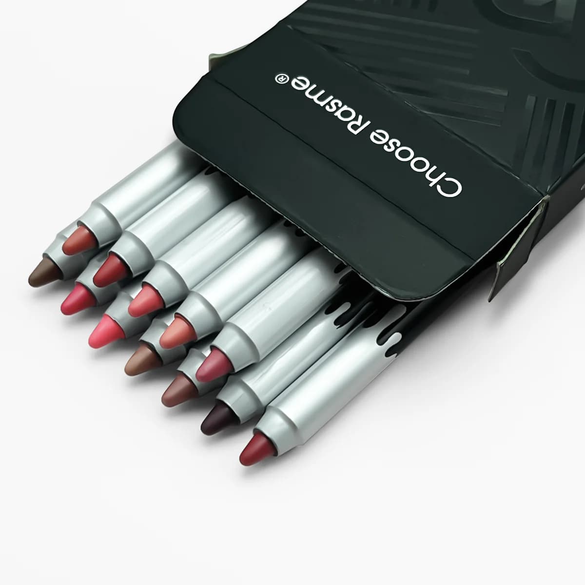 Set of 12 pencils for lips, long-lasting nude colors and resistant to drooping, smooth matt finish, gift set for lip makeup with 12 assorted shades