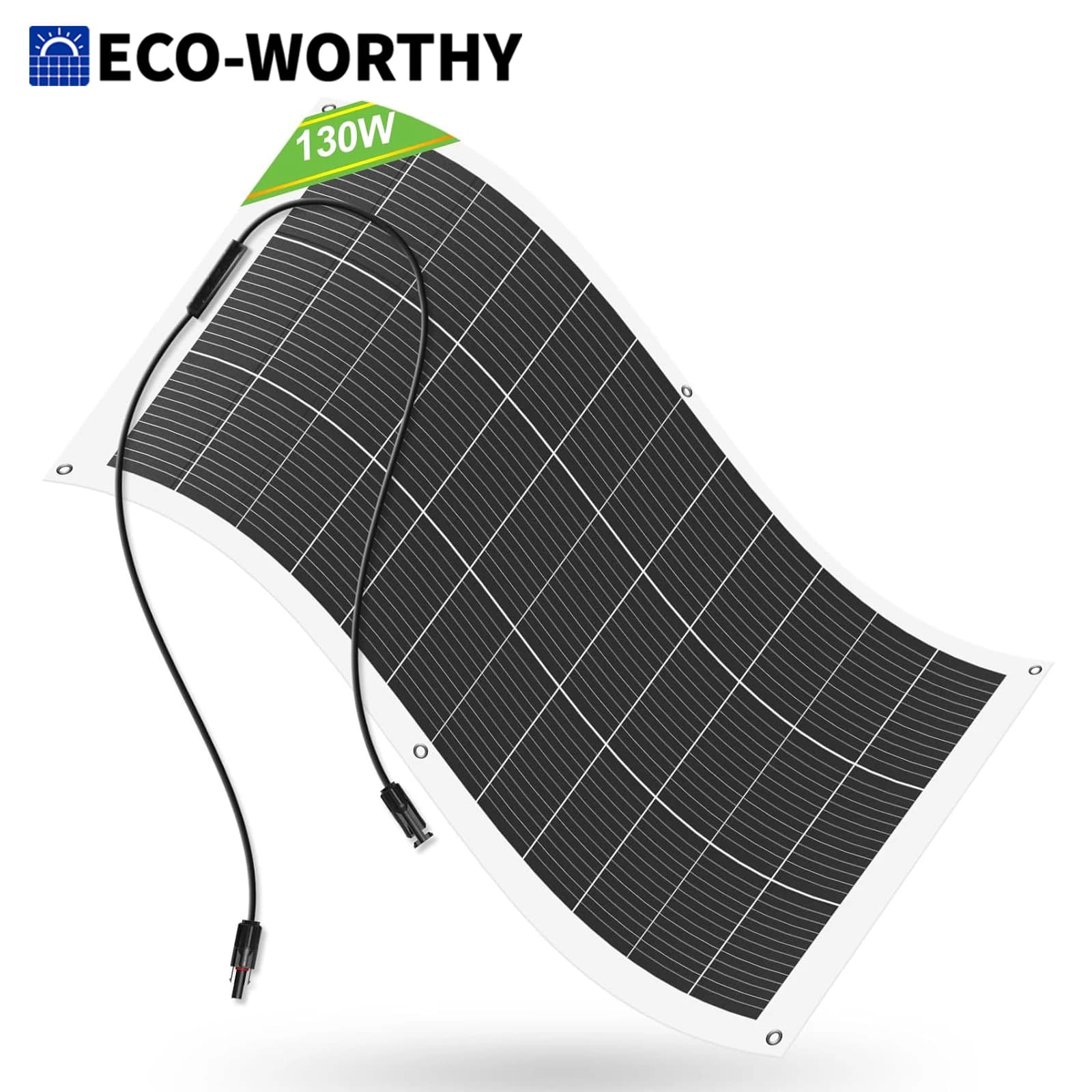 Flexible Solar Panels ECO-WORTHY 130 Watt 12BB, Solar Panel Monocrystalline Lightweight High Efficiency Waterproof 23.5% for Camper