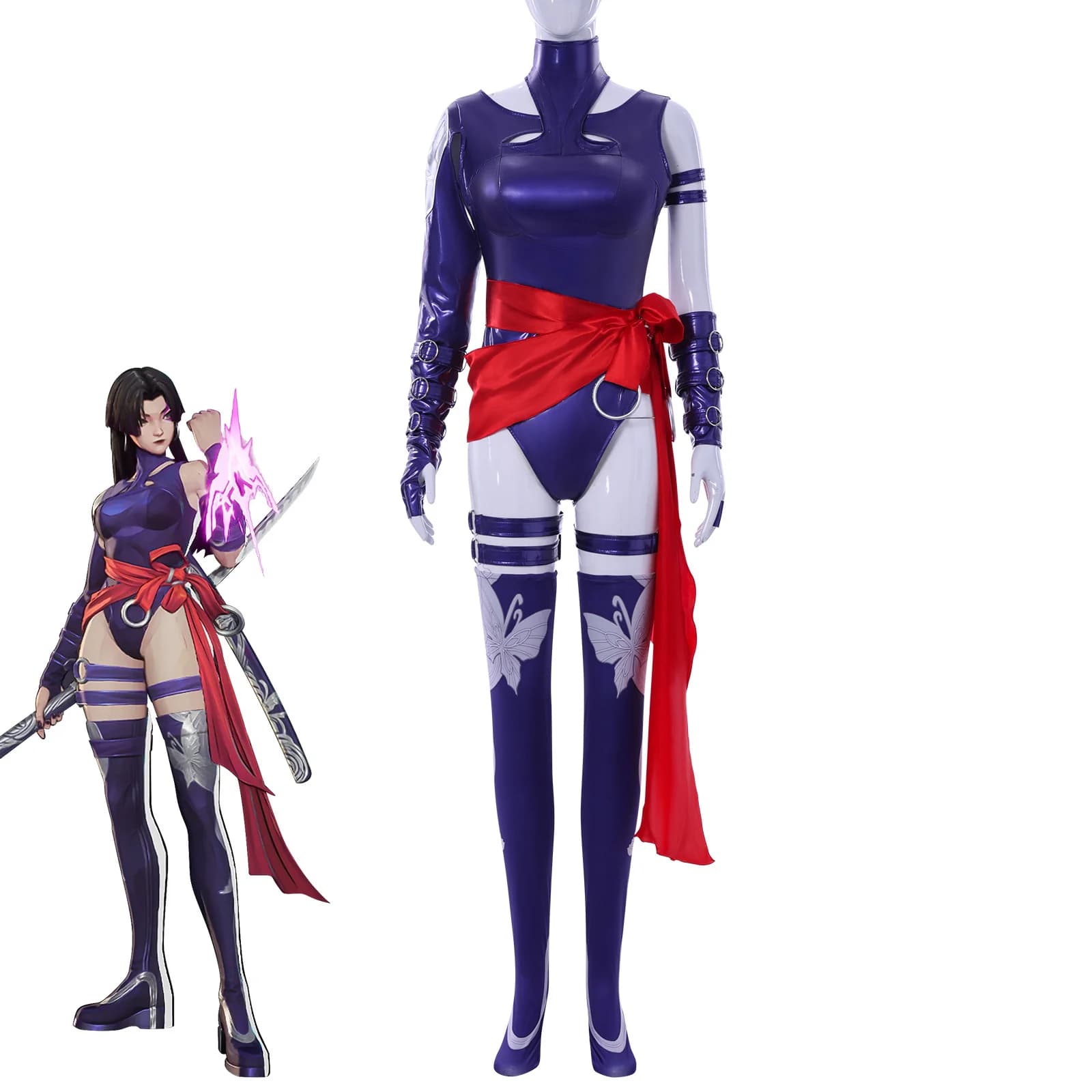 Psylocke Costume Cosplay Set di tute viola sexy Betsy Braddock Costume Ninja Vestito da supereroe per feste di Halloween