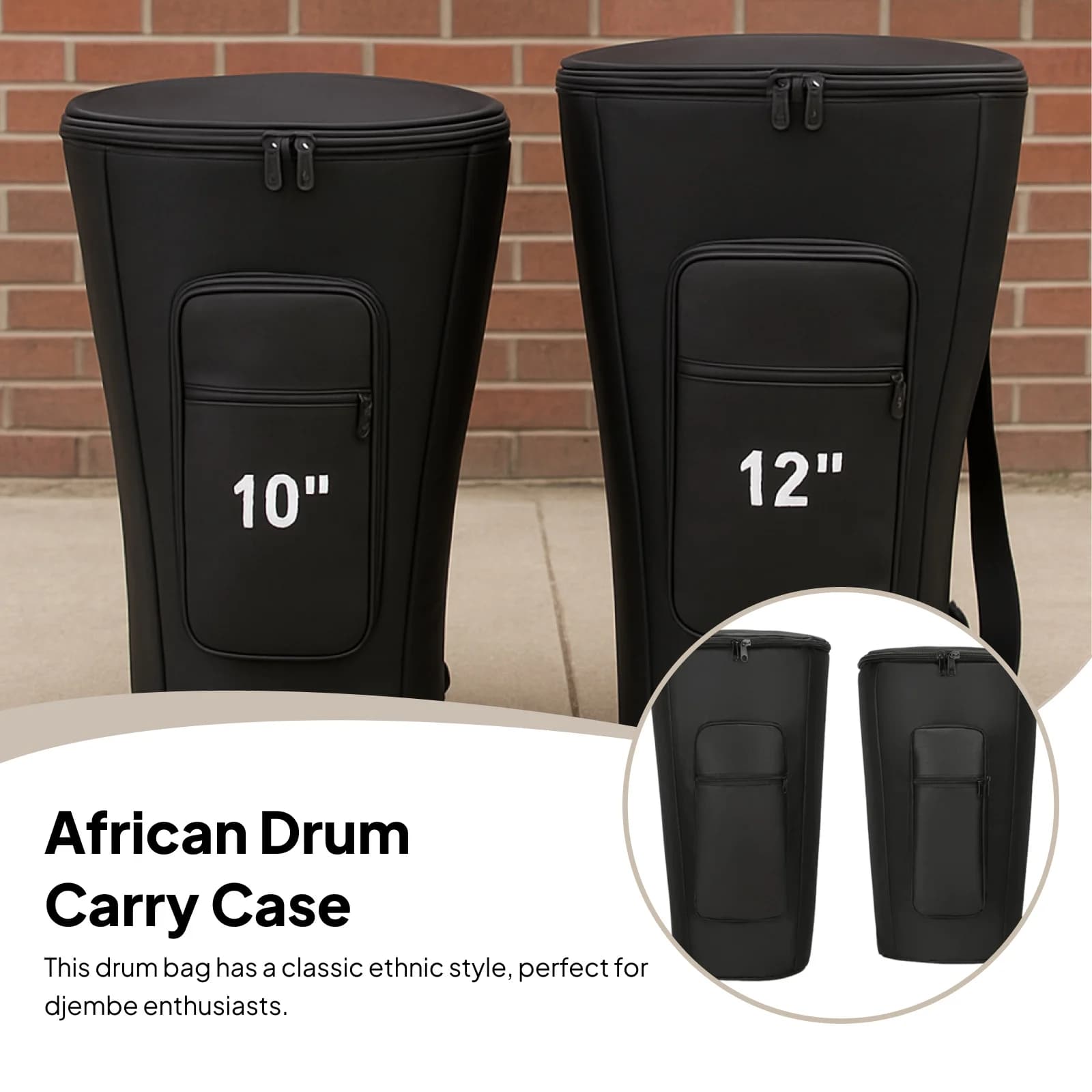 Borsa per batteria Djembe Accessorio per strumenti musicali Protezione affidabile con imbottitura interna Zaino imbottito Custodia per batteria africana
