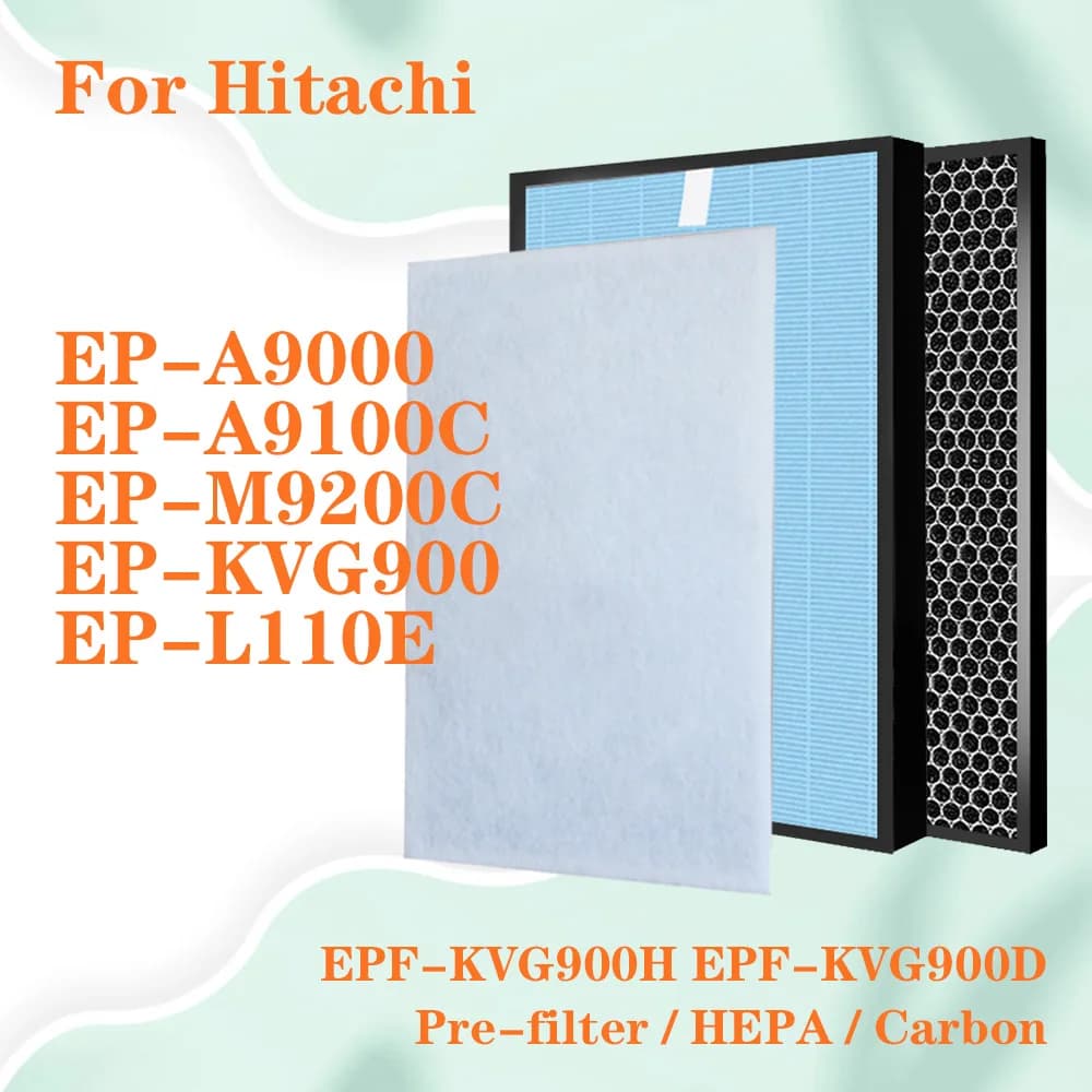 Di ricambio purificatore D'aria FILTRO HEPA + filtro A Carbone Attivo per Hitachi EP-A9000 EP-A9100C EP-M9200C EP-KVG900 EP-L110E filtro aria