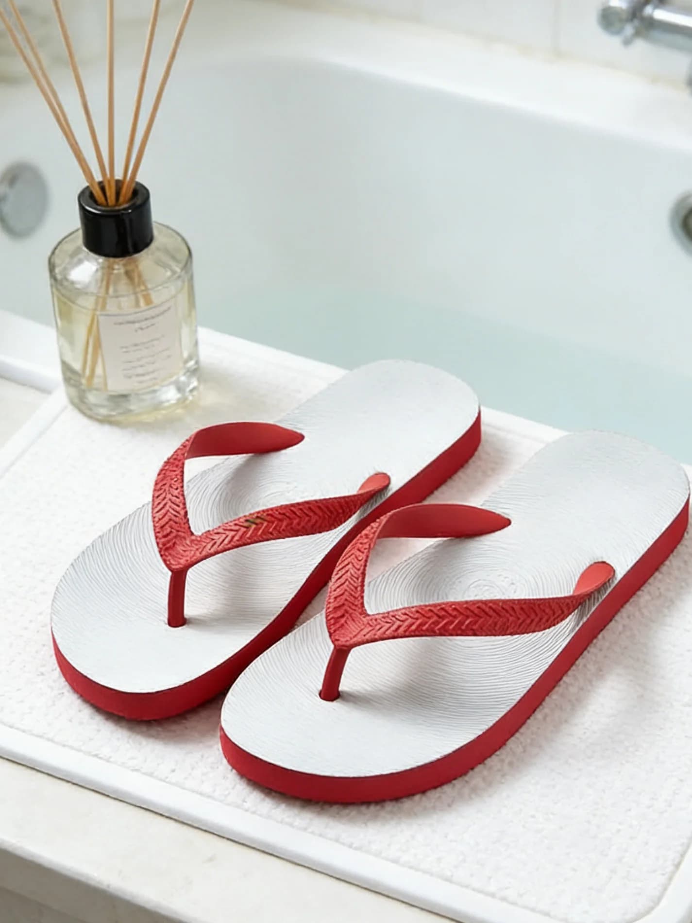 Infradito Classiche Rosse e Bianche Estive, Sandali Casual da Spiaggia per Vacanze e Bordo Piscina