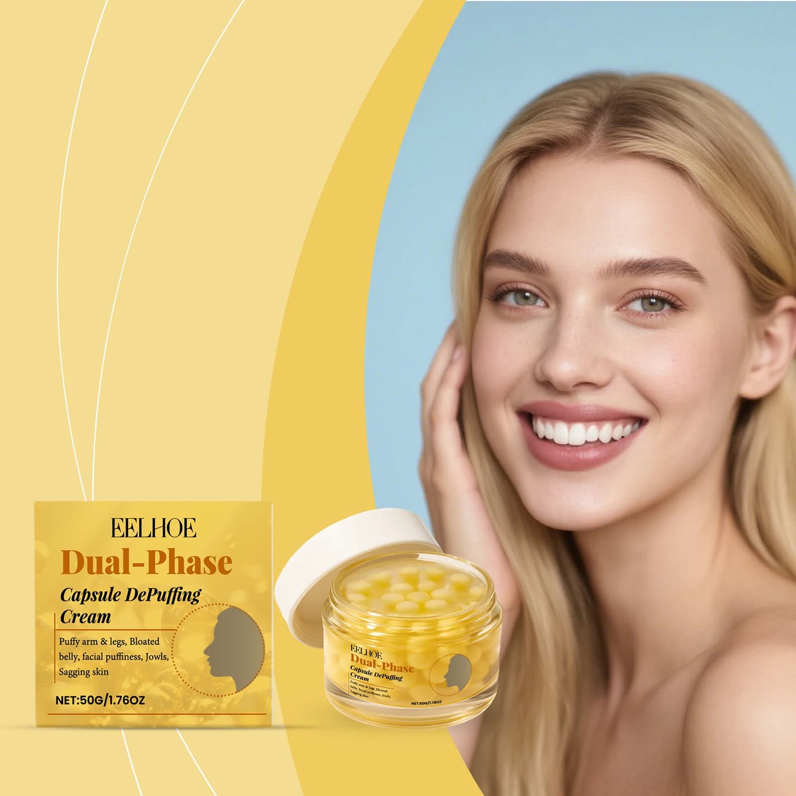 Eelhoe 50g Crema rassodante per il viso Capsule Nutrire la pelle Elastico Rughe lisce Pelle delicata Crema idratante quotidiana per la cura della pelle