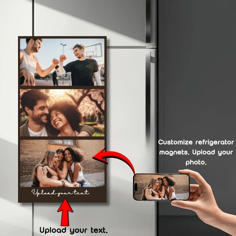 5pcs Custom Photo Strip Fridge Magnet, Personalized Photo And Text Print Magnetic Tile, Photo Strip Album Magnet Customization