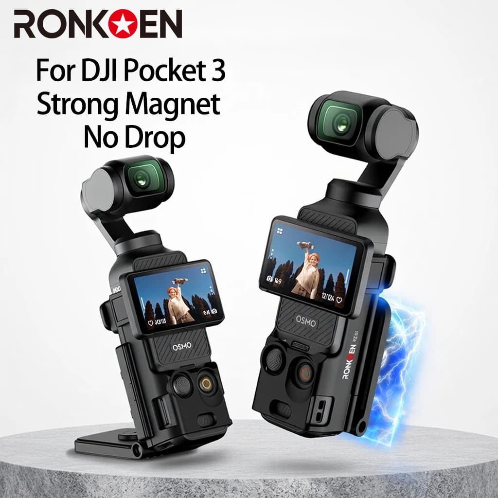 Ronkoen PZ-01 per DJI Osmo Pocket 3, custodia magnetica con piastra MagSafe rimovibile, supporto treppiede regolabile, accessori per fotocamera