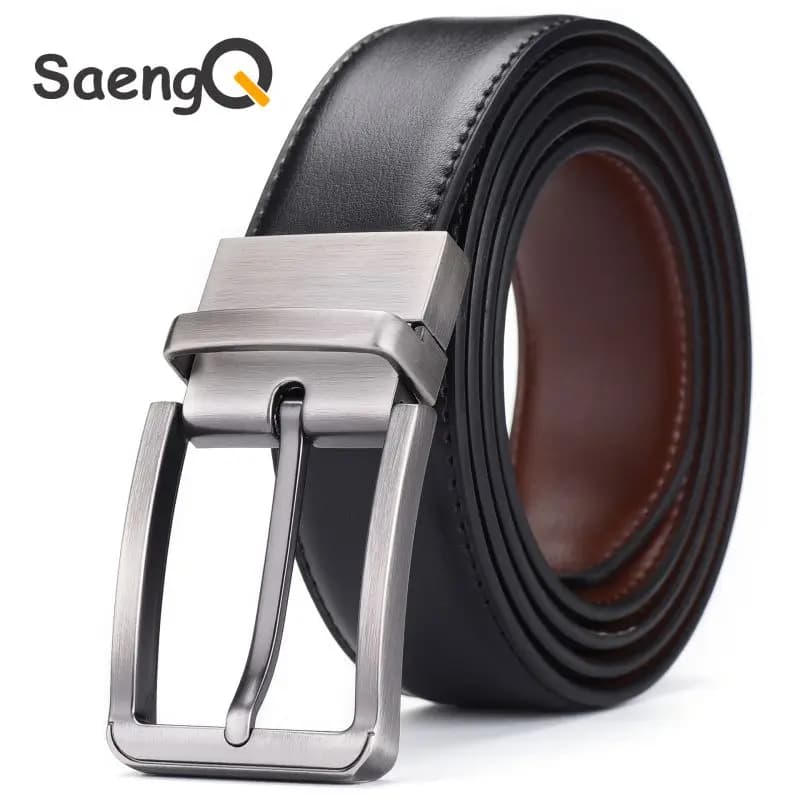 Genuine Leather Belt Double Face Belt Men's Belt Luxury Belt with Laser Engraving Male Belt New Fashion Retro Arrow Buckle High Quality