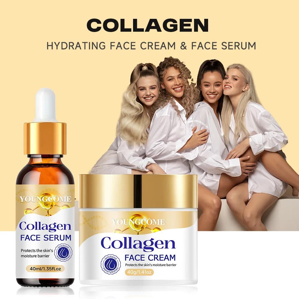 Set crema e siero riparatore idratante al collagene con collagene e vitamina E, pelle solida e nutriente, delicata e non irritante