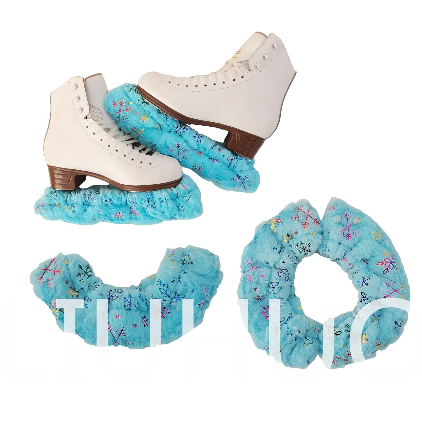 Copertura per lame di pattinaggio di figura Bambini Ragazze Copertura in pile spesso Protezione Prote Pattinaggio su ghiaccio Rollar Scarpe da skate Copertura con motivo da neve
