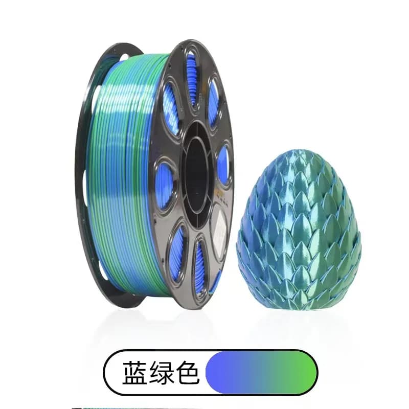 Filament PLA Silk 1.75mm Bicolor Blue Green 1kg, Polished 3D Printer Filament, Dimensional Accuracy +/- 0.05mm, 250m Coil