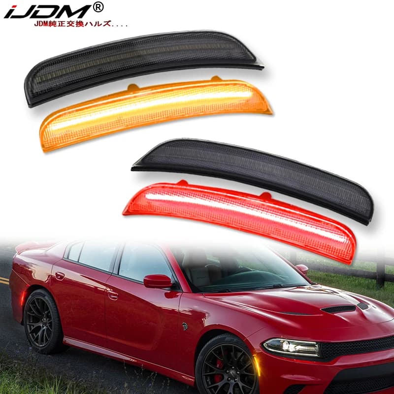 Auto Anteriore Paraurti Posteriore LED Luce di Indicatore Laterale Bianco Per Dodge Charger 2015 2016 2017 2018 2019 2020 2021 2022 Accessori Affumicati