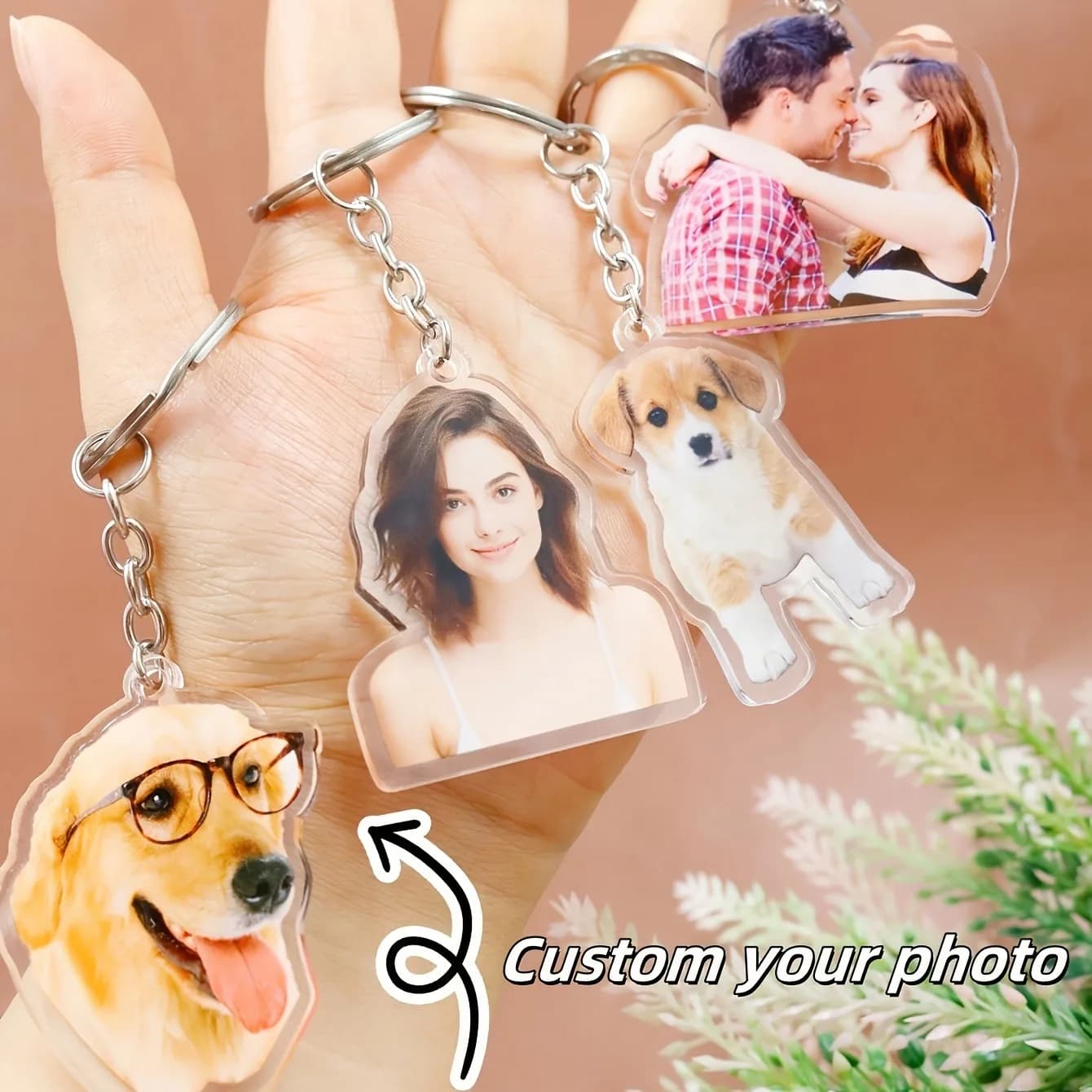1 Custom Photo Acrylic Keychain - Upload your picture, durable clear keyring, perfect for car keys or backpack charms