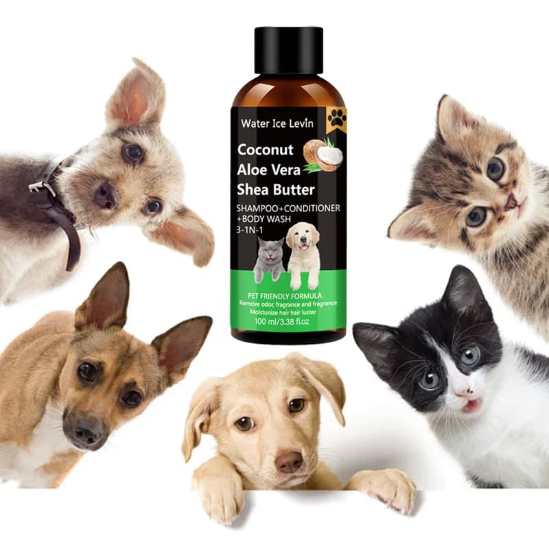 Water Ice Levin 100ml 3 In 1 Pet Wash Mild Deodorize Hydrate Shiny Coat Dog Cat Skin Care