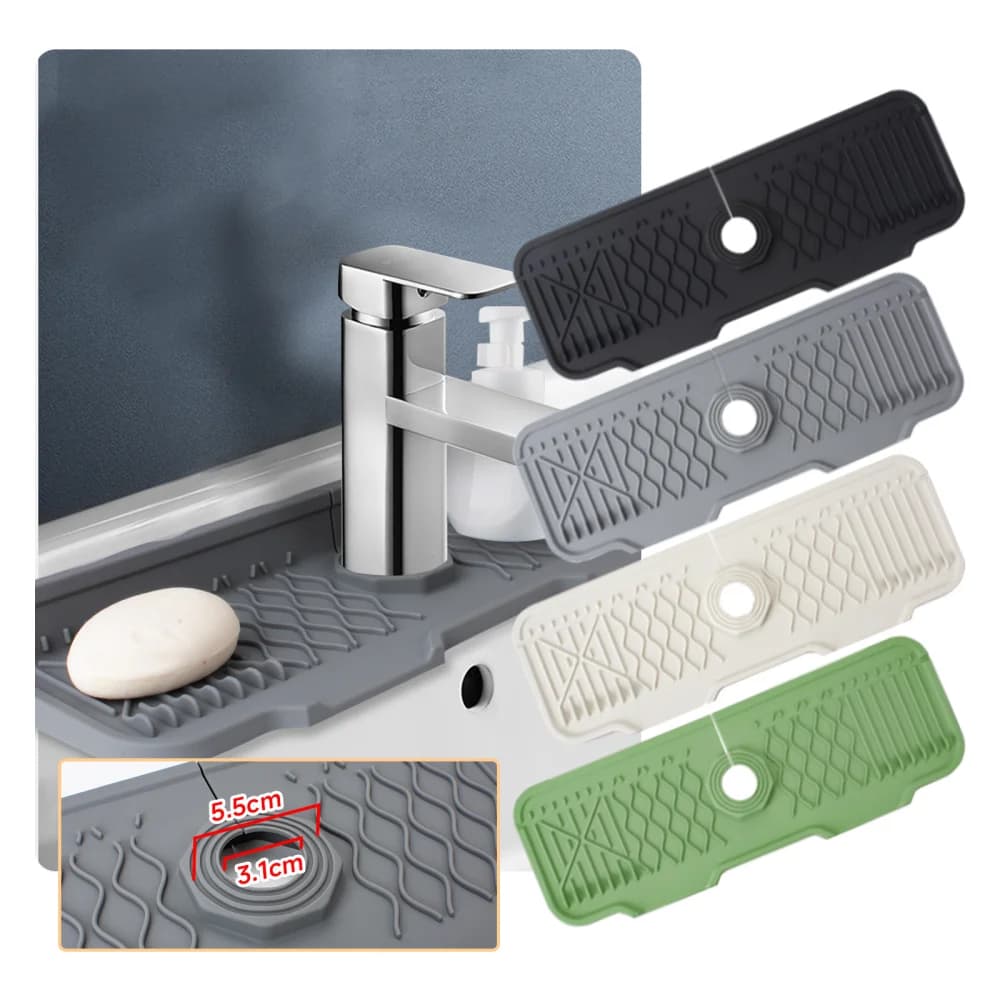 Tappetino in Silicone per Rubinetto con Effetto Ondulato, Protezione Antispruzzi per Lavello e Piano di Lavoro in Cucina e Bagno