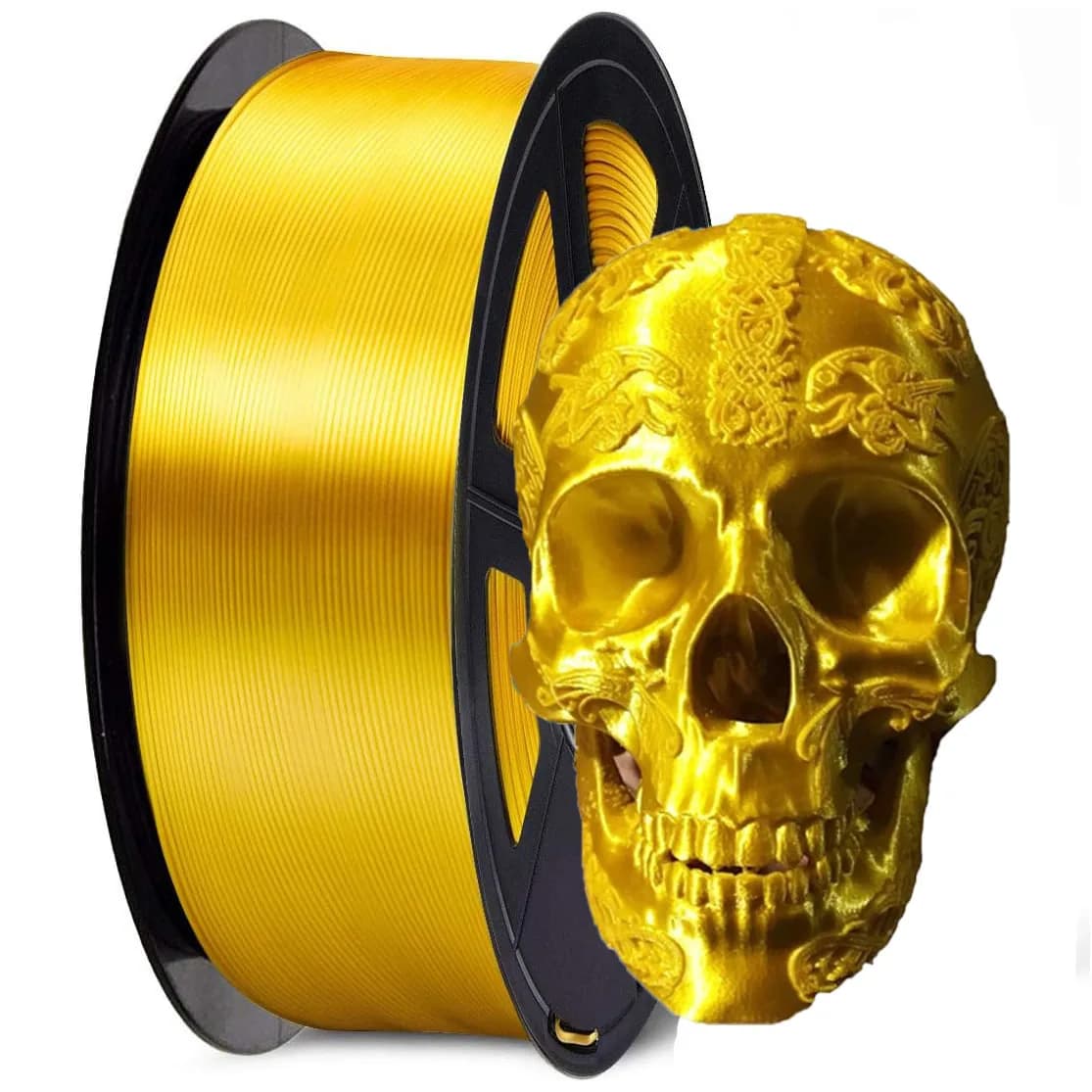 Filamento PLA Seta 1.75 mm per Stampa 3D, Bobina da 250g, Effetto Seta Lucido Metallizzato Oro, Bianco, Nero, Argento, Verde, Rosso, Blu