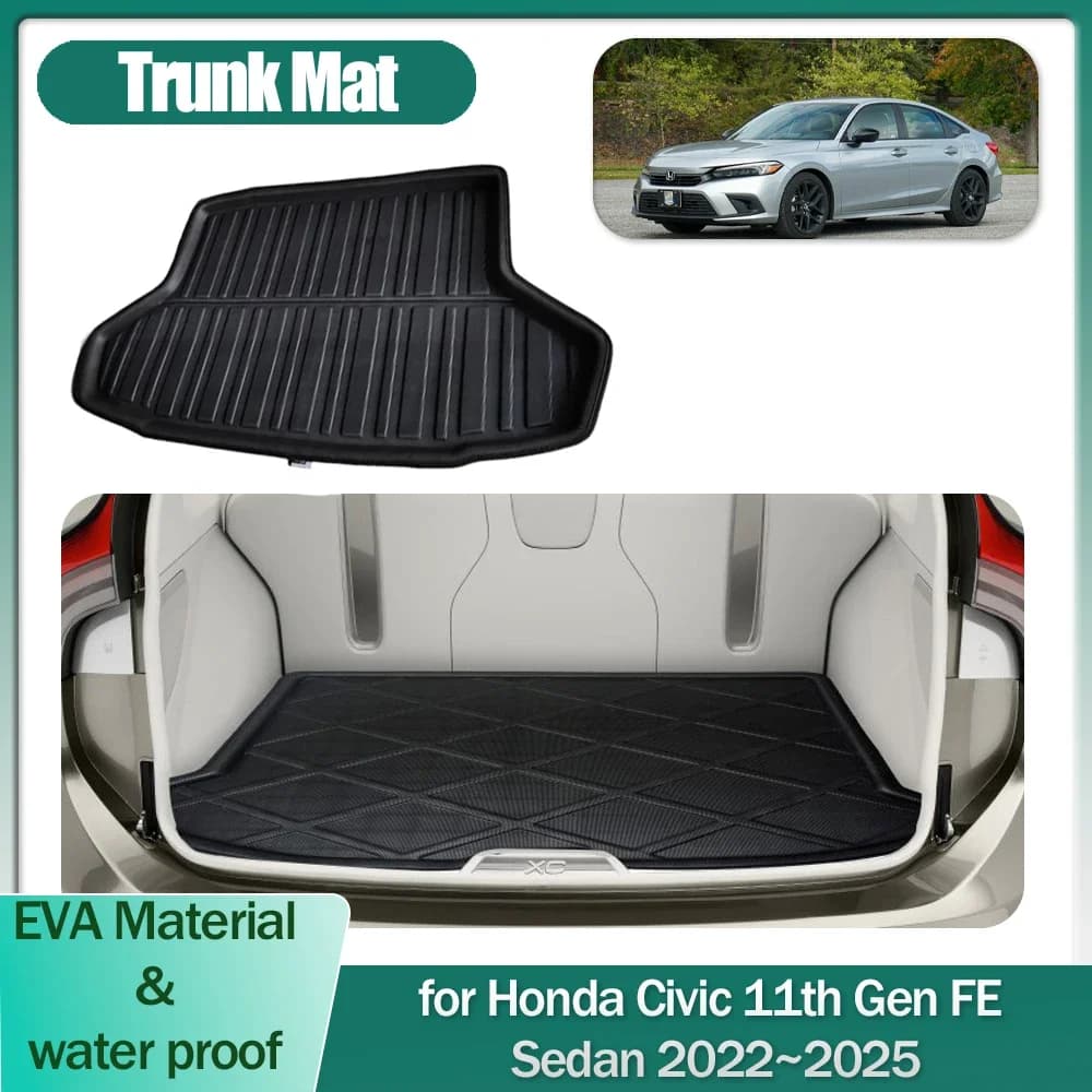 Tappetino per bagagliaio per auto per Honda Civic 11th Gen FE Berlina 2022 ~ 2025 2023 Boot Liner Cargo Floor Bagagli Tappeto Copertura impermeabile Accessorie
