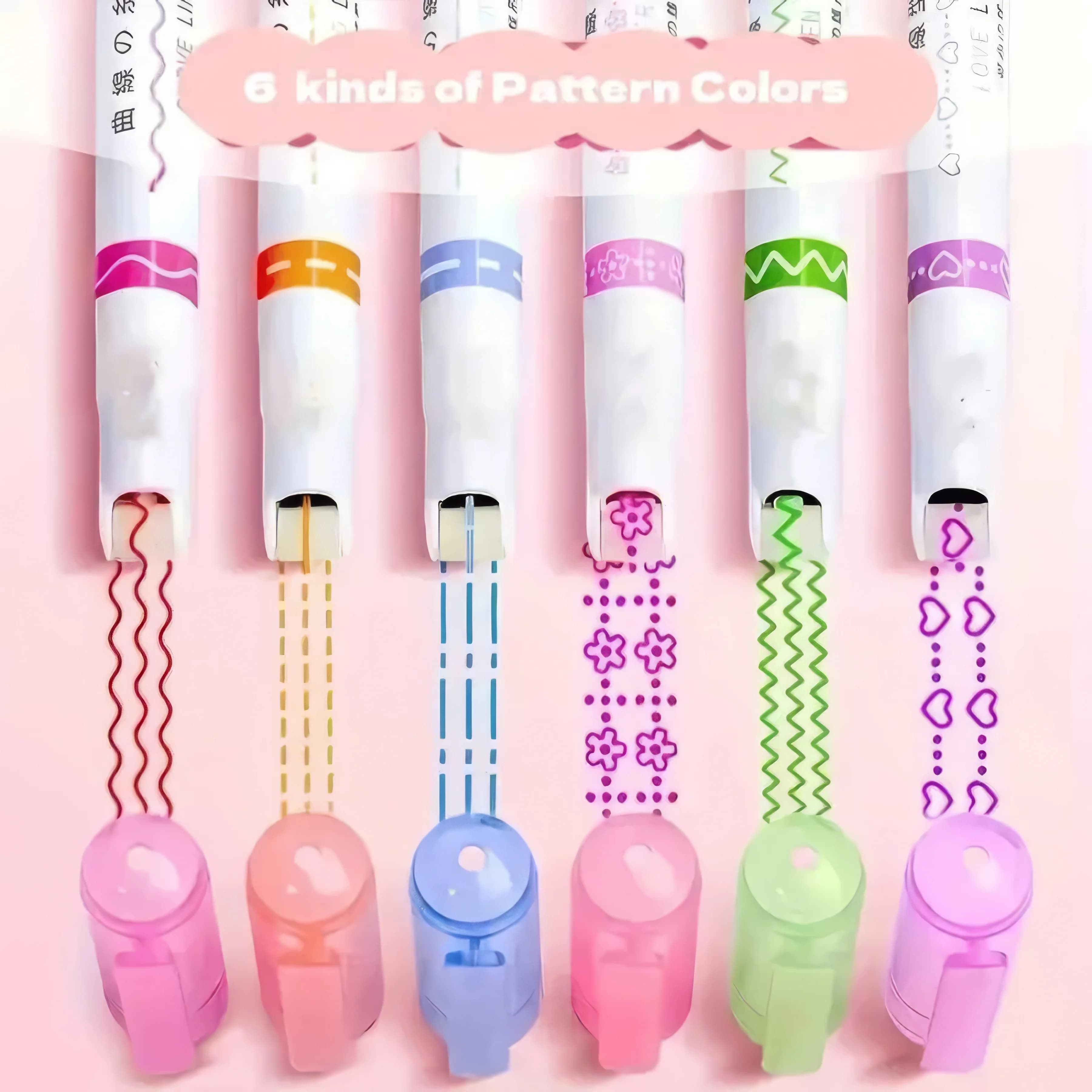 1 set di 6 penne per contorni multicolori, anti sbavature a lunga durata, adatte per la marcatura manuale dei conti degli studenti