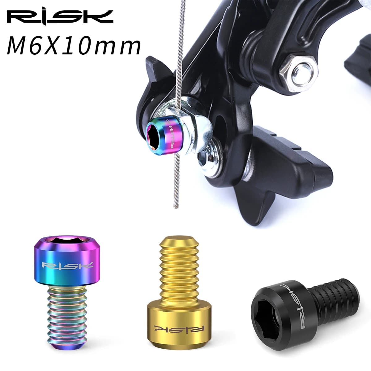 Bullone di Fissaggio per Freno a Filo RISK MTB, V-Brake, C-Brake per Bicicletta da Strada, in Titanio TC4 M6*10mm