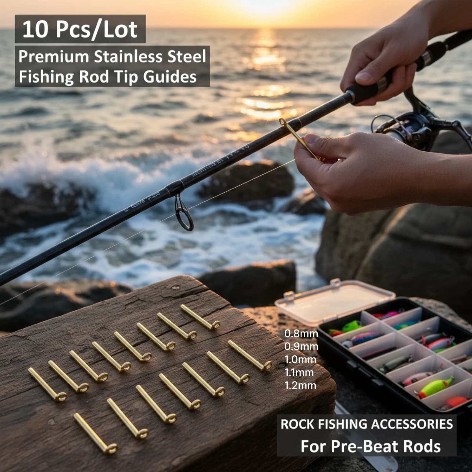 10 pieces fishing rod guides tip top repair kit eye ring construction tip top 0.8 mm 0.9 mm 1.0 mm 1,1 mm 1.2 mm