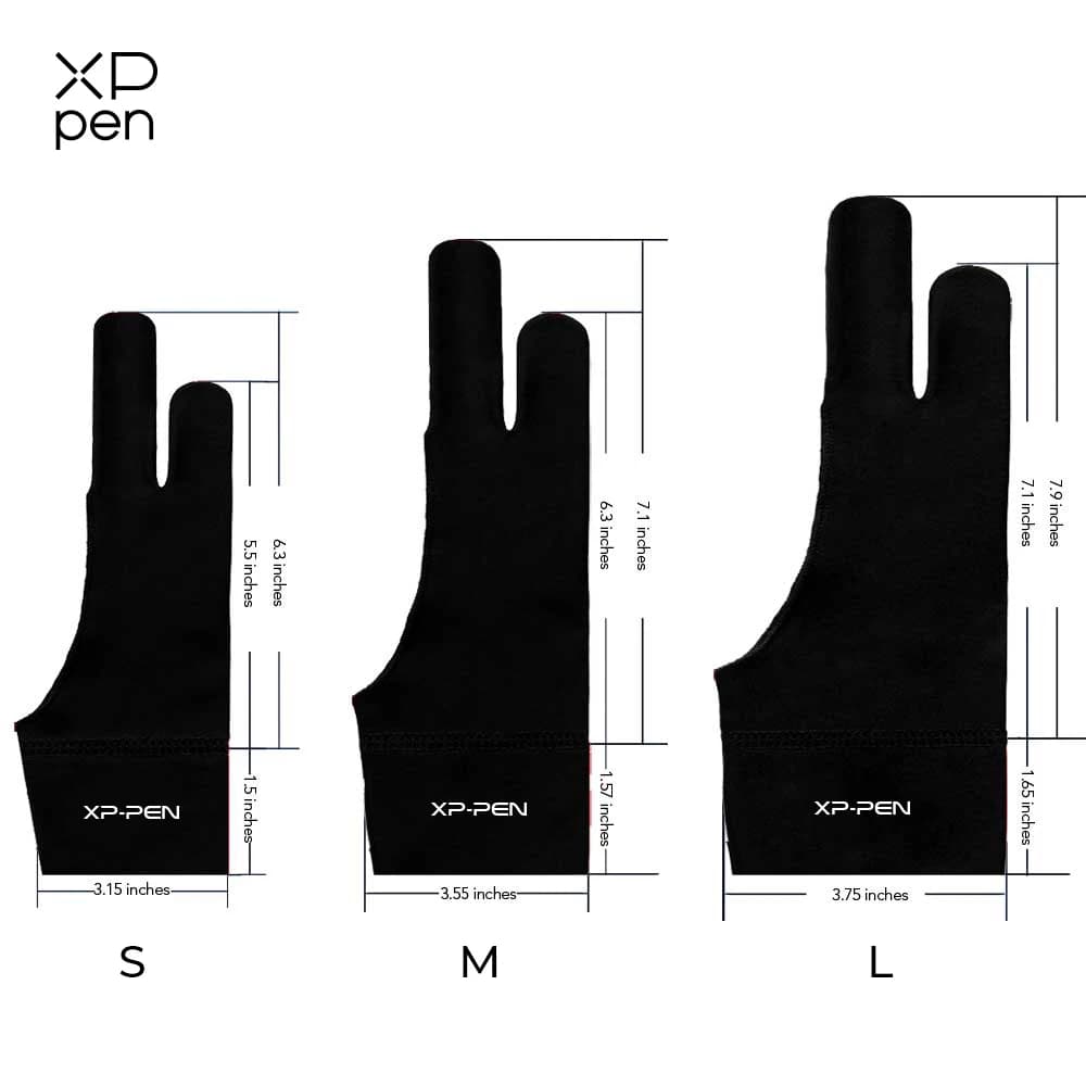 XPPen Guanto antivegetativo a due dita SML Tre dimensioni per tavoletta da disegno Display da disegno Scheda schermo iPad