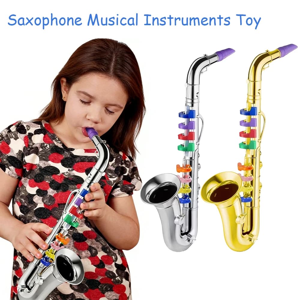 Saxophone Toy Musical Wind Instruments Plastic 8 Color-Coded Keys Saxophone for Teaching Songs,Performance Prop,Party Favors