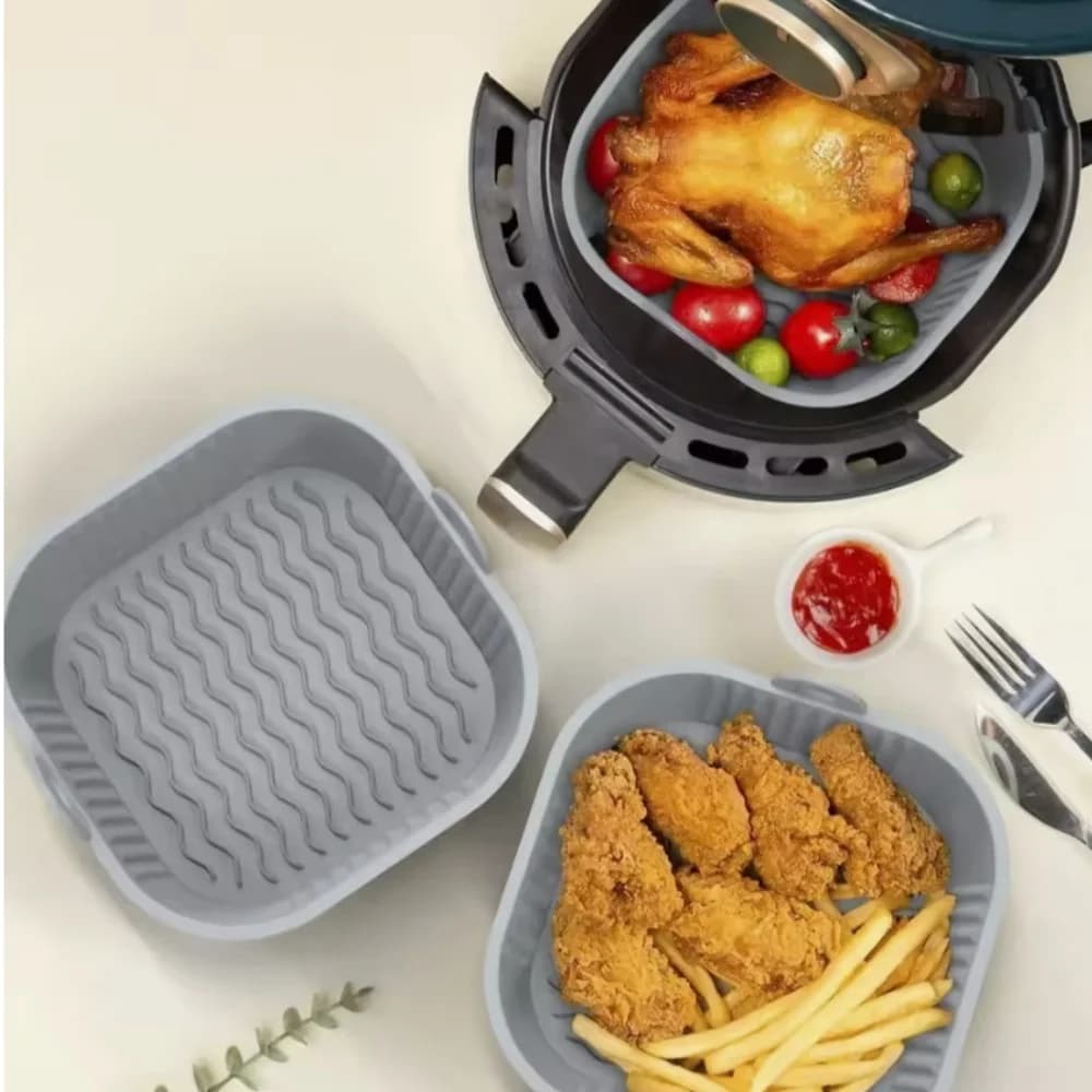 1PC- Friggitrici ad Aria in Silicone Forno Teglia da Forno Pizza Pollo Fritto Airfryer Cestino in Silicone Riutilizzabile Airfryer Pan Liner Accessori