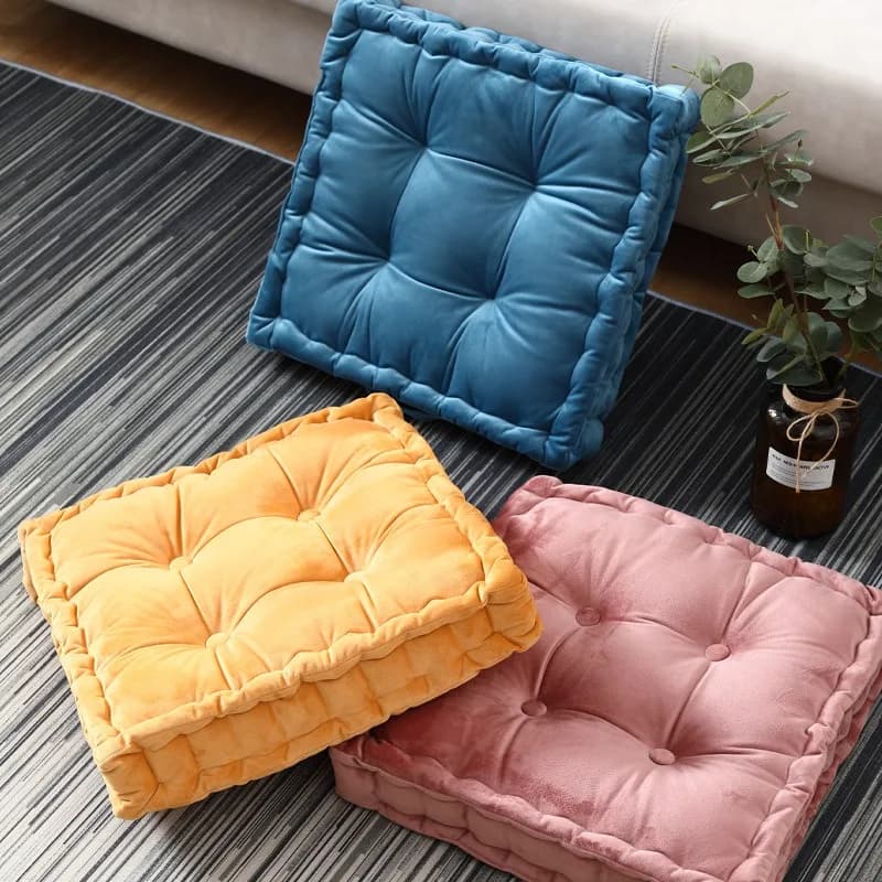 Thick Square Flannel Seat Cushion, Soft Versatile Floor Pad with Handle for Meditation, Chair Stool Decor, Cozy Non-Slip Home Office Mat, All-Season Breathable Washable Cover, Multi-Purpose Pillow for Living Room Bedroom Car, Practical Gift