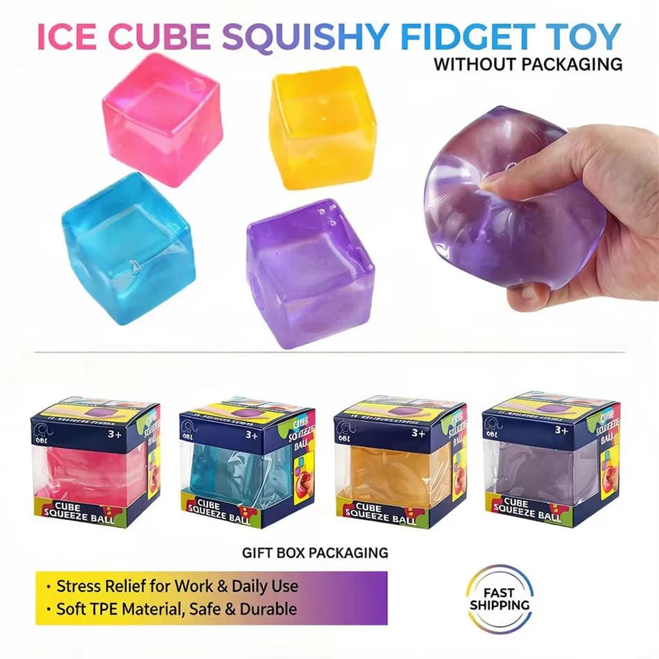 Cubo Squishy Antistress, Giocattolo Sensoriale in Morbido TPE, Cubo da Spremere per Bambini e Adulti, Regalo per Alleviare l'Ansia e la Decompressione