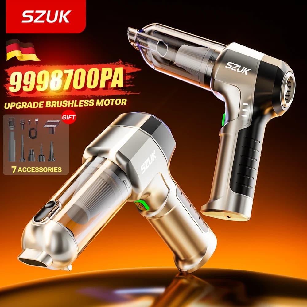 SZUK NUOVO C017MAX Aspirapolvere per auto Mini aspirapolvere portatile portatile senza fili Forte aspirazione Macchina per la pulizia dell'auto