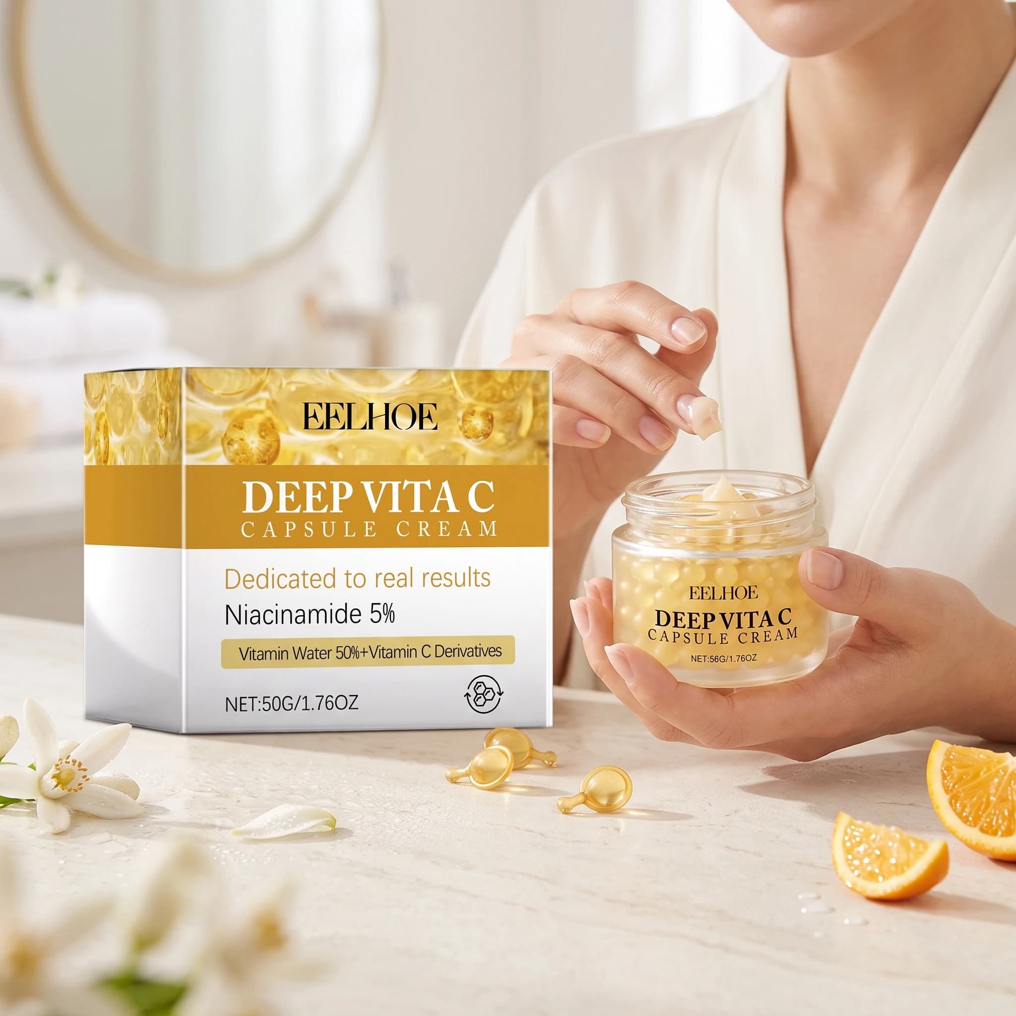 50G Vitamin C Face Lotion Deep Moisturizing Improve Skin Texture Boosts Skin Elasticity Nourishing Pores Smoothing Increase Firmness Glowing Face Cream