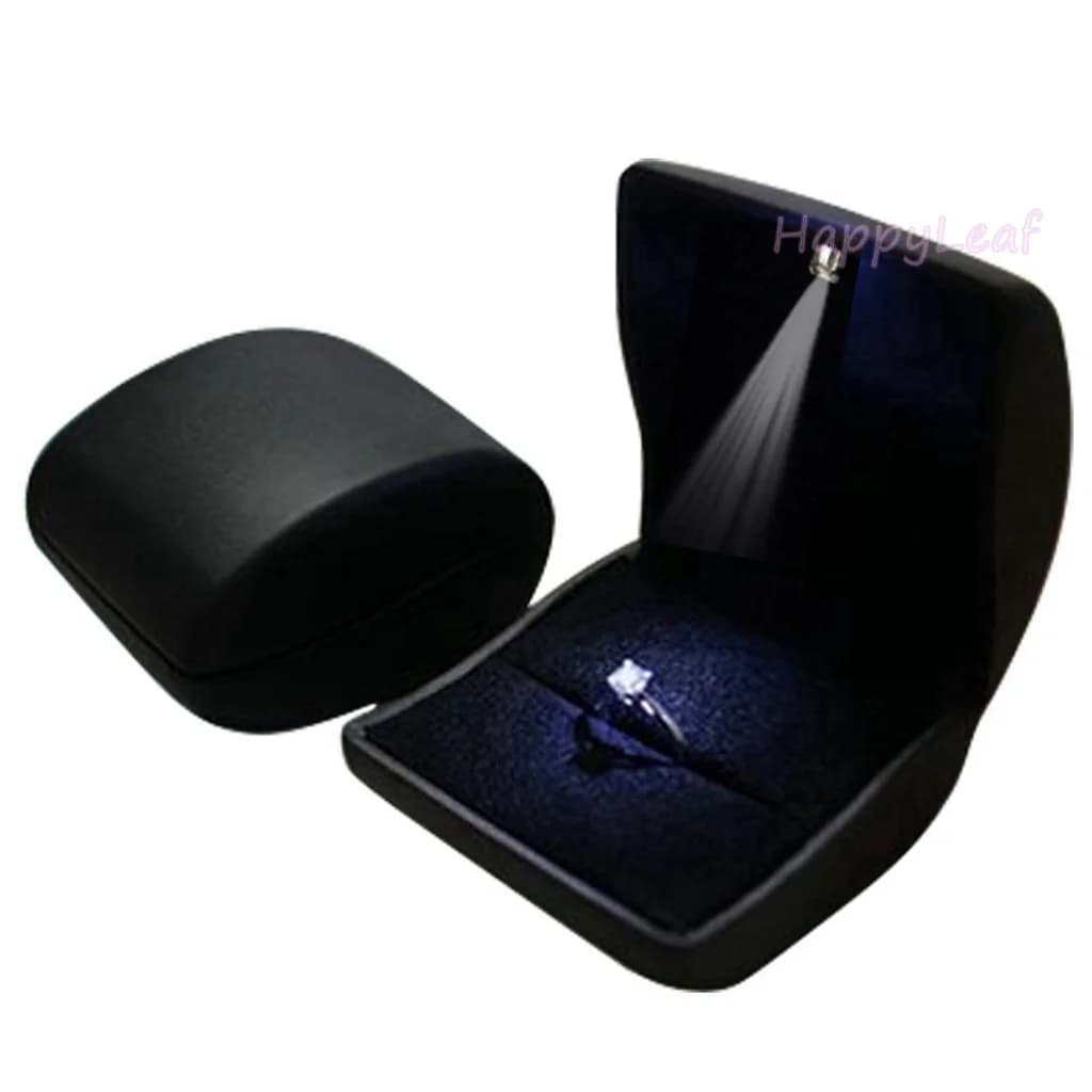 LilyTreacy PU Leather Jewelry Box with LED Light, Earring Case, Engagement Gift