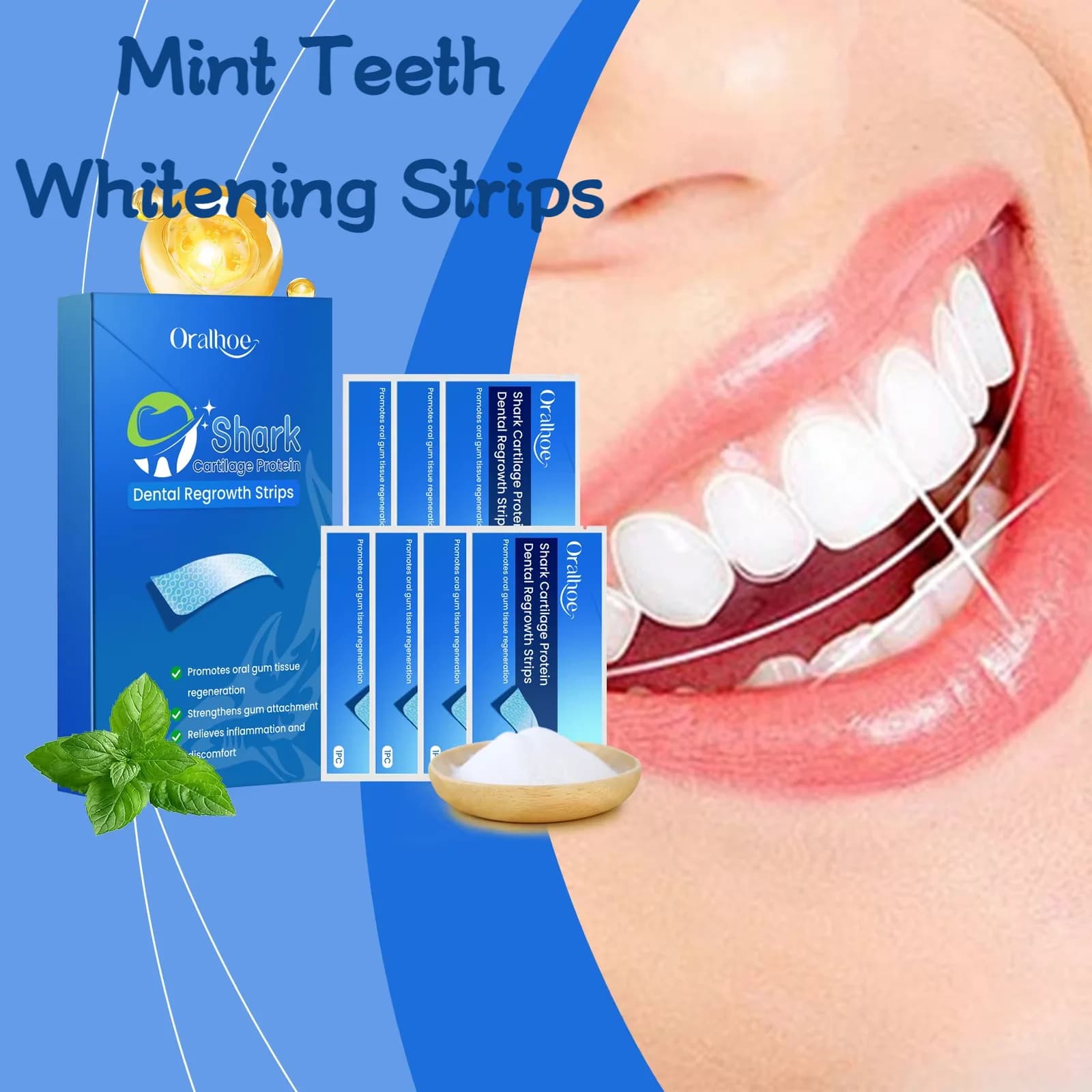 Oralhoe 7 pcs Whitening Strips For Menta Frescante Alito Bad Glue Remove Yellow teeth Hygiene Oral Strips For Scratch teeth