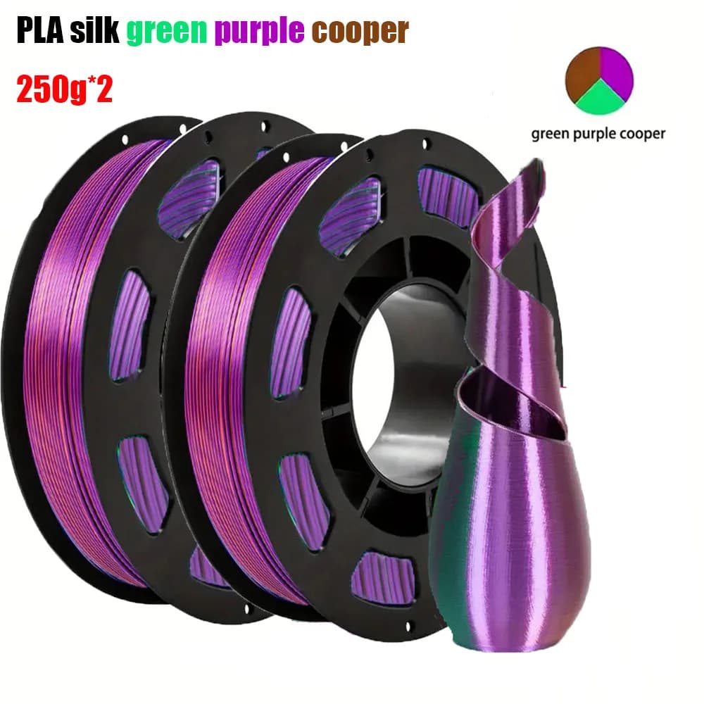 Filament PLA Tricolor Green Purple Copper 1.75mm, 3D Printing Filament, 500g, 3D Printer Filament