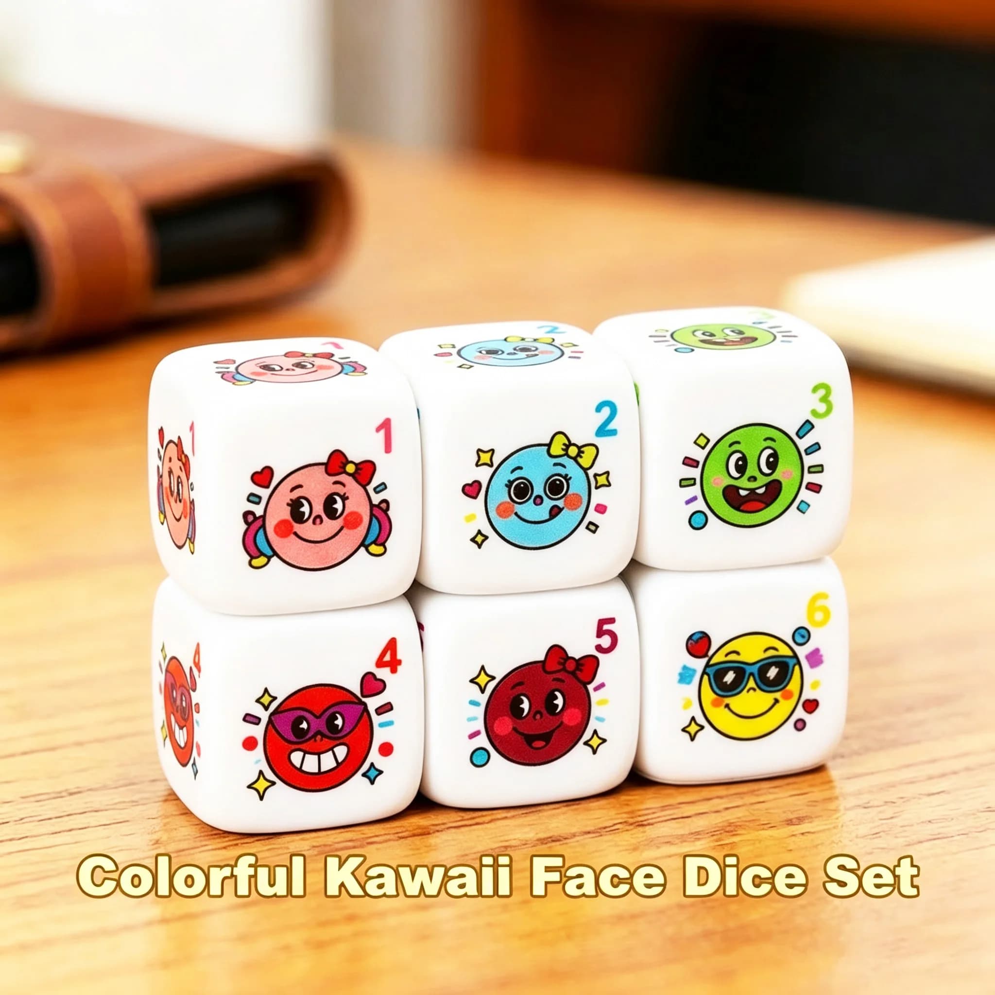 6pcs colorful and cute expression dice set is suitable for board game Dungeons and Dragons, and more party discounts on six-side