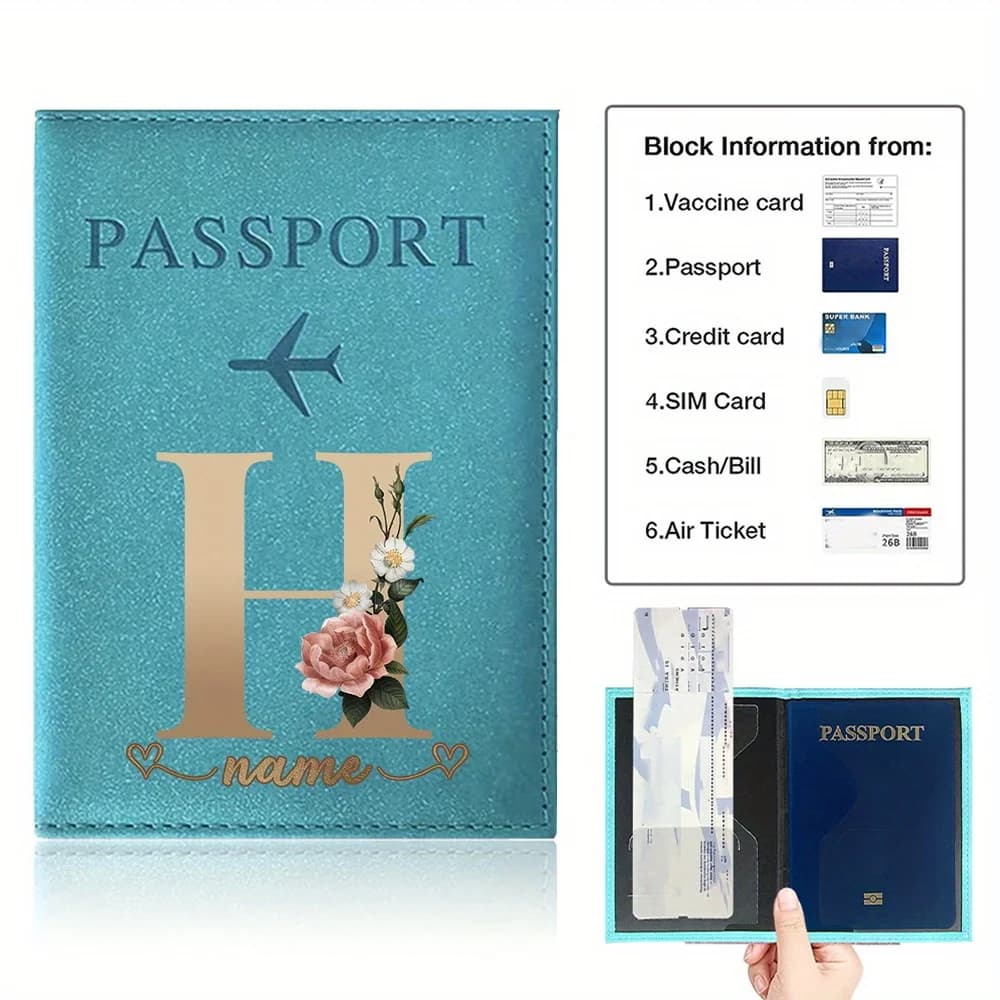 [Bag in Bag, Storage Bag]Customized Name Passport Sleeve Cover PU Passport Holder Protector Waterproof Business Card Case