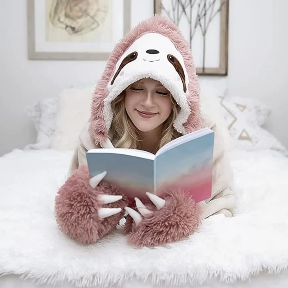 Super Soft Shaggy Fuzzy Warm Cozy Furry Sherpa Hoodie Throw Cloak Wrap-Christmas Row