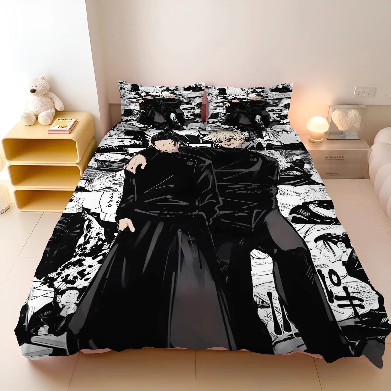 Cartoon Gojo Satoru Duvet Cover Japanese Anime Home Pillowcase Set Adult Bedroom Children Comforter Bedding