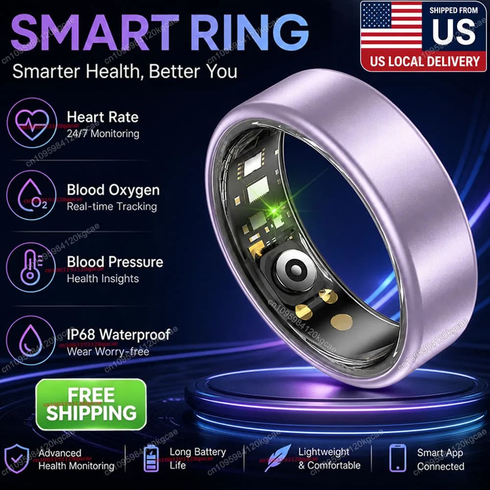 Smart Ring Heart Rate Blood Oxygen Sleep Tracker Ring IP68 Waterproof Multi Sports Mode Fitness Ring Men Women Free Shipping USA