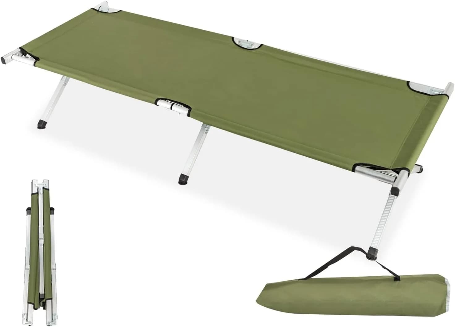 Foldable camping cot, portable outdoor cot, folding cots with carrying bag, green
