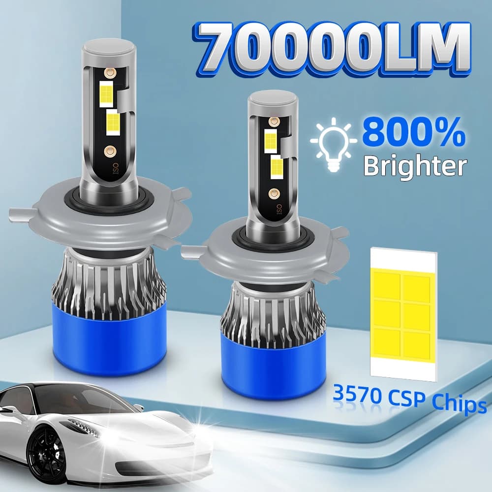 Lampadine per fari a LED Canbus H4 da 300 W 70000LM H1 H7 H11 H13 9005 HB3 9006 HB4 9004 Luci per auto 12 V 6000 K Bianco Turbo Auto Fari
