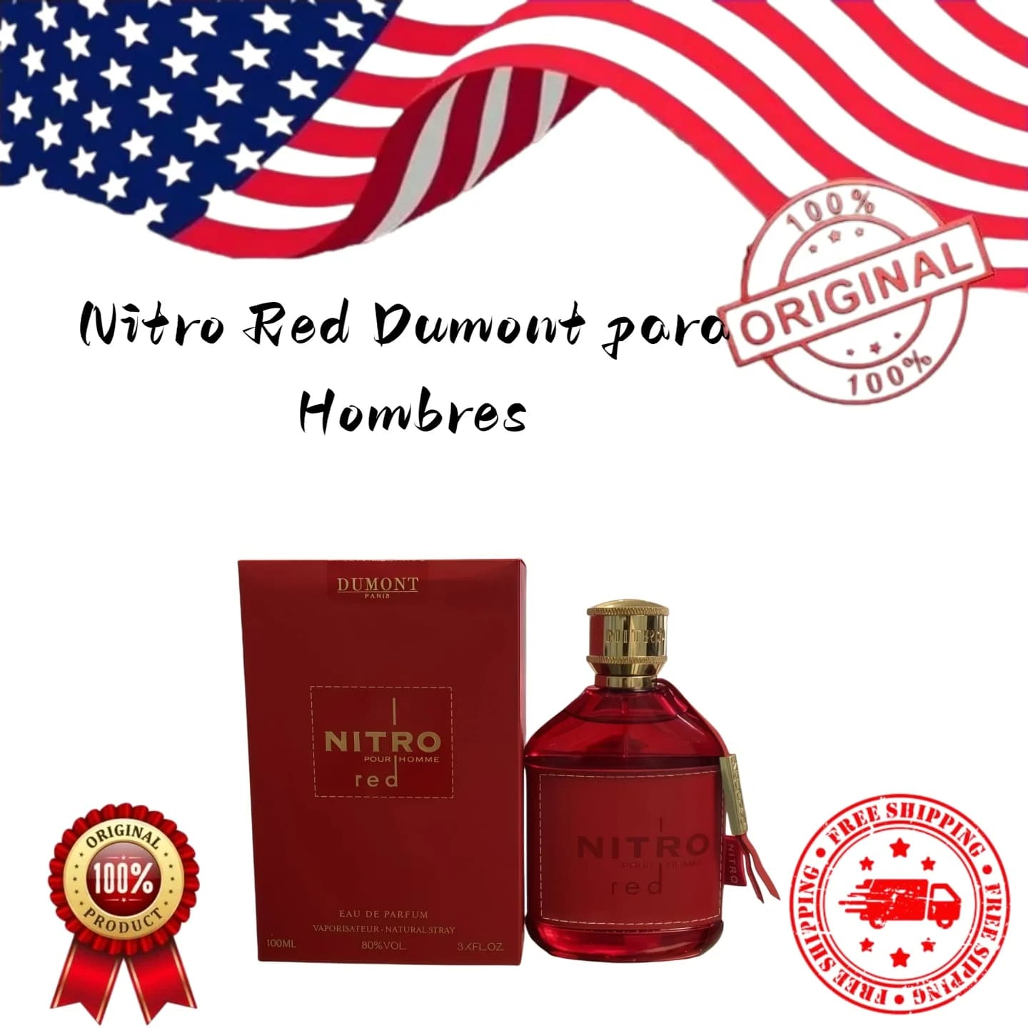 Dumont NITRO RED - 3.4oz - Eau De Parfum - Profumo di Lusso per Uomo, Regalo Ideale per Compleanno o San Valentino