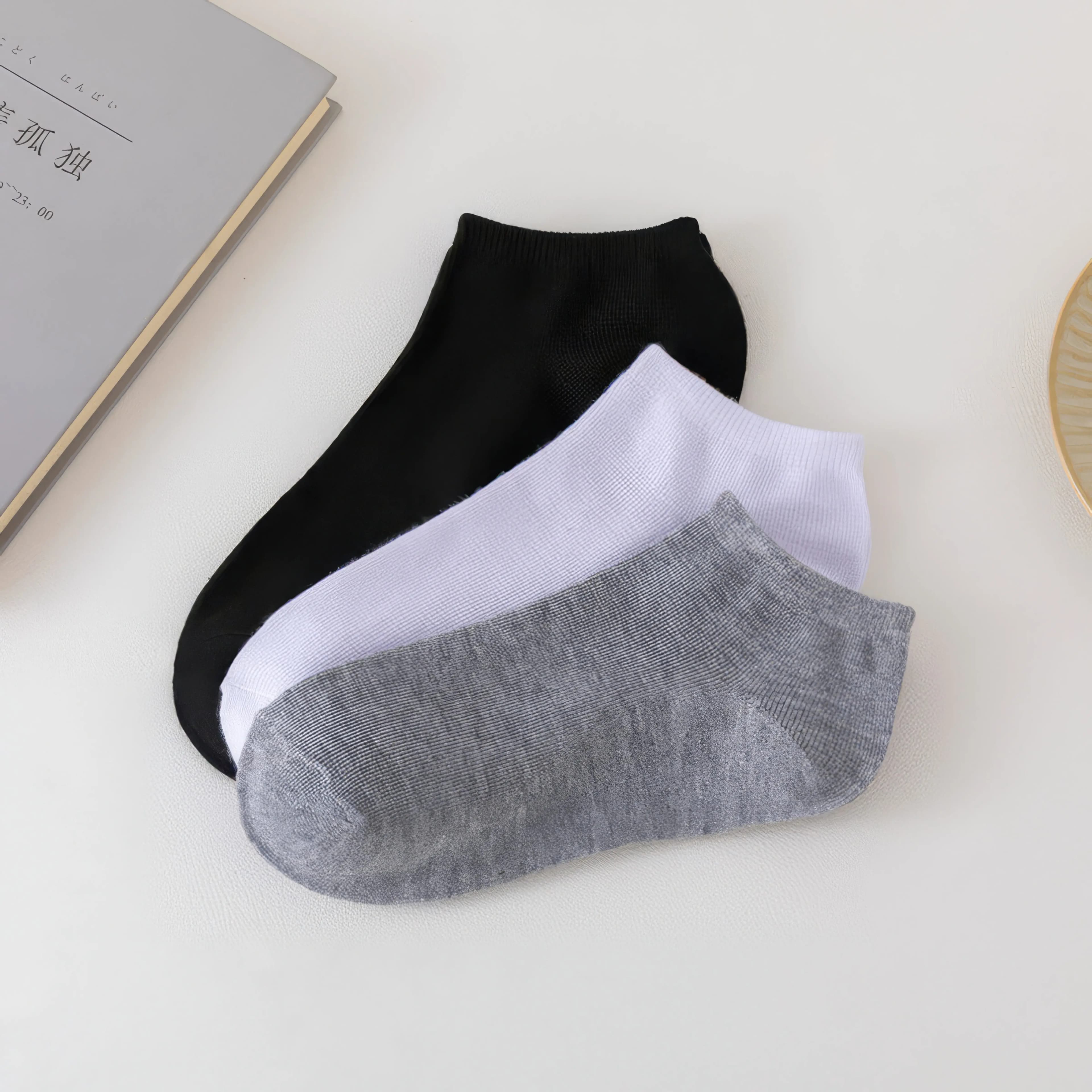 5/10 paia di calzini neri, bianchi e grigi, stile classico, tessuto morbido, resistenti, il miglior regalo per le persone, essenziale quotidiano