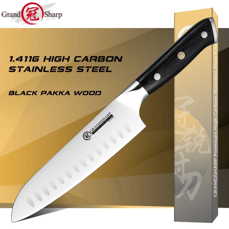 Coltello Santoku giapponese 1.4116 acciaio inossidabile ad alto tenore di carbonio Chef professionale che cucina utensile da cucina per tagliare Sashimi affettare nero
