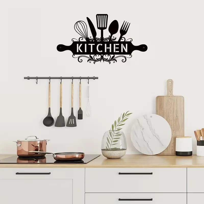 Un quadro da parete per la cucina da appendere - Insegna in metallo nero per l'arredamento della casa in stile rustico, adatto per cucina/sala da pranzo