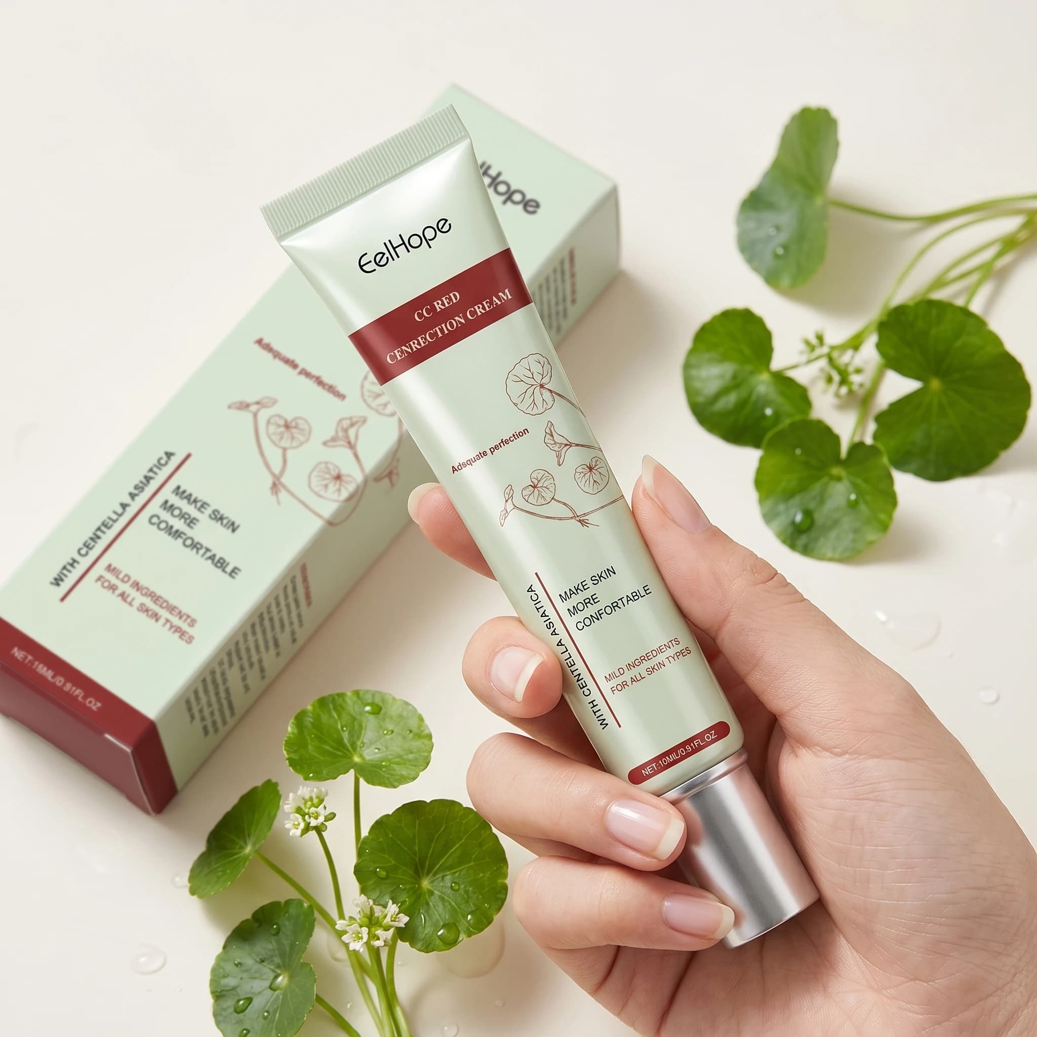 Eelhope Crema CC alla Centella Asiatica Illumina la Pelle Spenta, Trucco Naturale Effetto Nude, Idratante Delicato, Correttore e Fondotinta