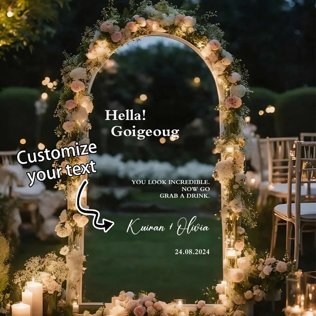 Adesivi personalizzati per specchio di benvenuto, cartelli di benvenuto per feste, adesivi in vinile personalizzati, decorazioni per soggiorno
