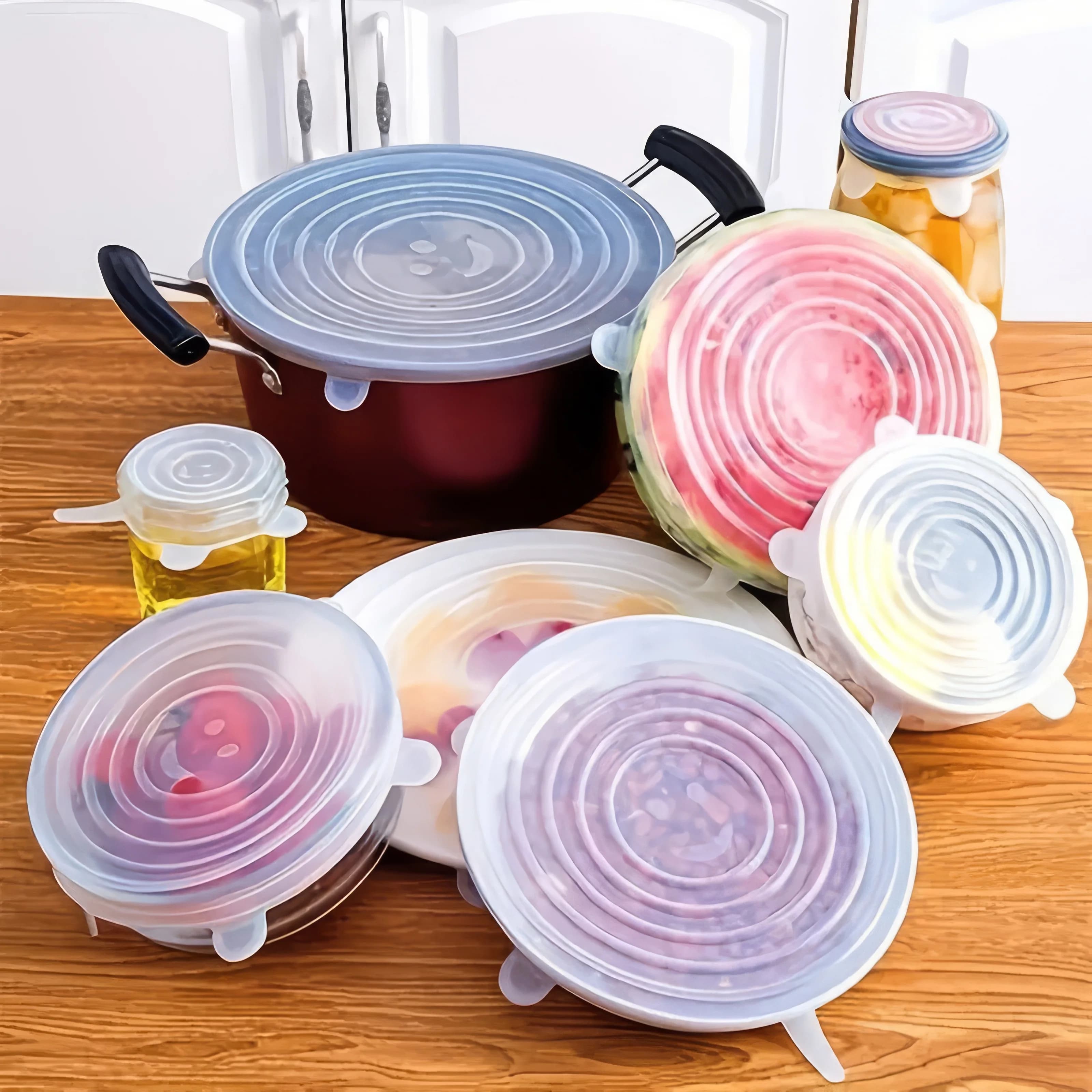 Set da 6/12/18 pezzi di copertura in silicone per la conservazione della freschezza in bianco, riutilizzabile, adatto per frigoriferi e vari scenari