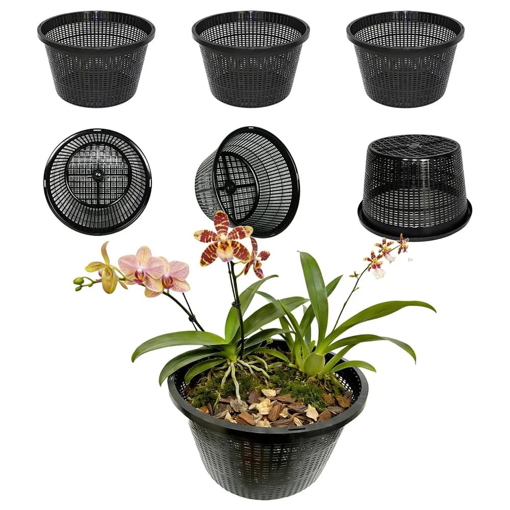 Plant Net Pot 8.3in Large Aquatic Plant Mesh Net Pot Plastic Flower Basket Grow Pot Net Basket Holder Vegetable Nursery Cup