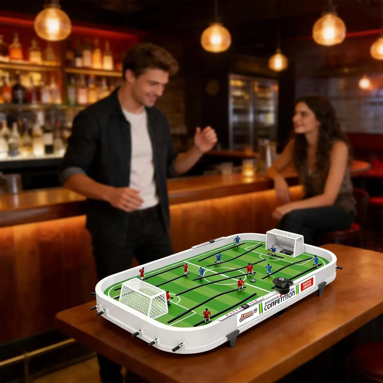 Mini Calcio Balilla da Tavolo, Gioco Interattivo, Giocattolo Sportivo per Intrattenimento di Amici, Bambini e Famiglia