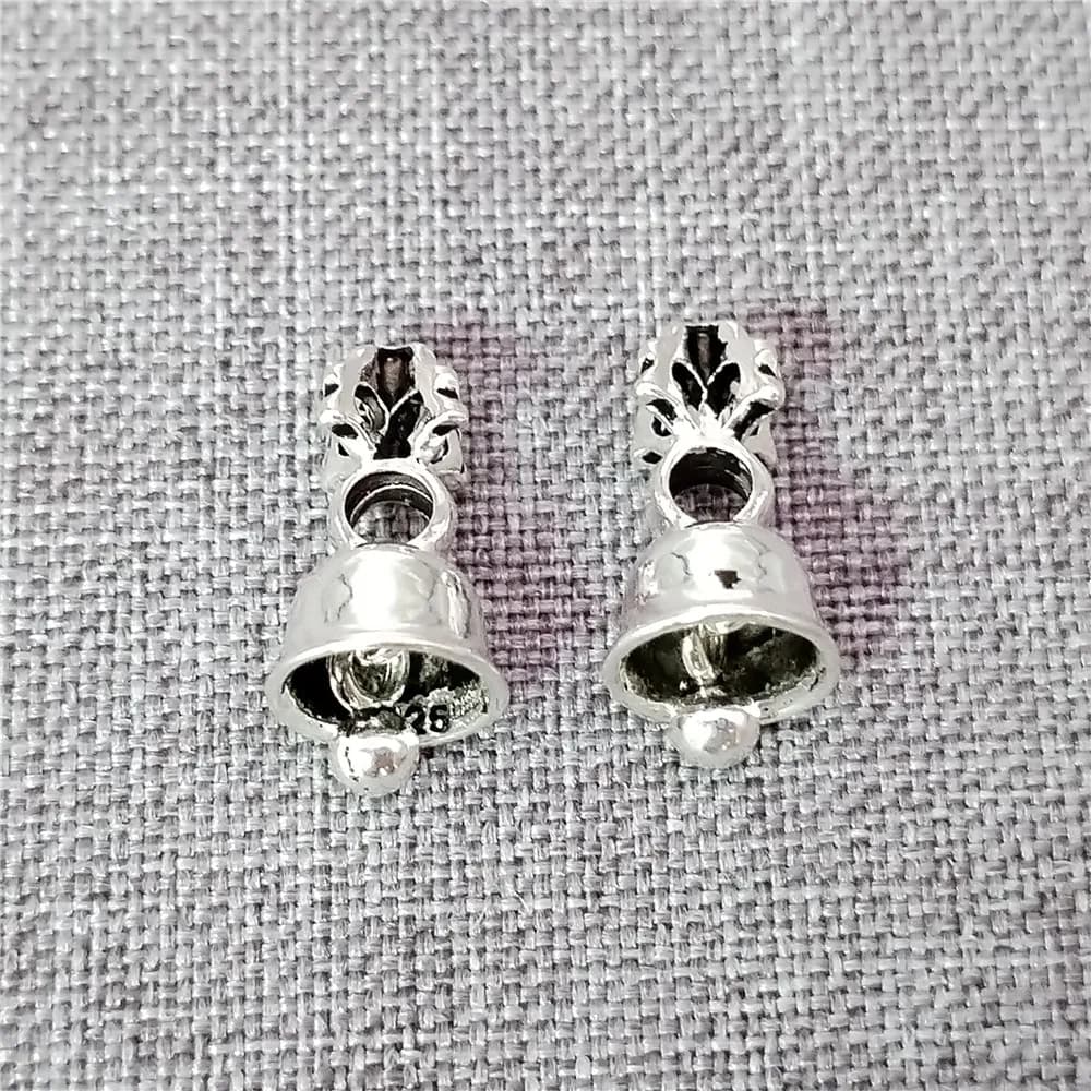 2 Pieces of 925 Sterling Silver Double Dorje Tibetan Vajra Bead Dorje Bell Shape Buddhist Spacer for Bracelet Necklace